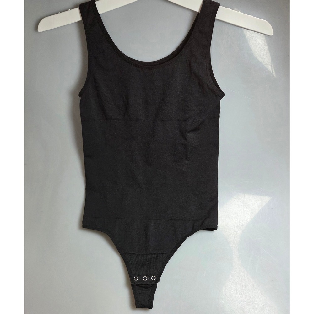 Yummie by Heather Thomson Black Seamless Smoothing Tank Bodysuit Thong M/L